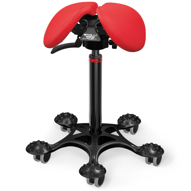 Sedlová stolička Salli SwingFit Farba čalúnenia: Koža - PQ červená #05011/PQ, Výška postavy: Stredná (M) - do 170 cm, Konštrukcia: čierna + masážna S…