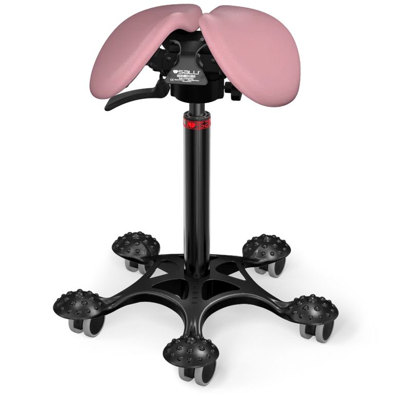 Sedlová stolička Salli SwingFit Farba čalúnenia: Syntetická koža - ružová #9573, Výška postavy: Stredná (M) - do 170 cm, Konštrukcia: čierna + masážn…