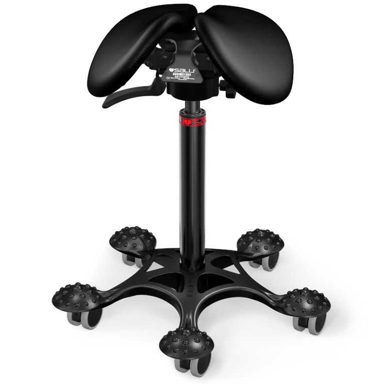 Sedlová stolička Salli SwingFit Farba čalúnenia: Syntetická koža - čierna #5816, Výška postavy: Vysoká (L) - od 165 cm, Konštrukcia: čierna + masážna…