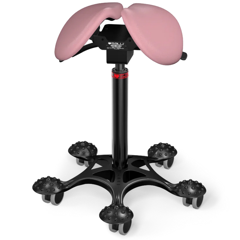 Sedlová stolička Salli Twin Farba čalúnenia: Syntetická koža - ružová #9573, Výška postavy: Stredná (M) - do 170 cm, Konštrukcia: čierna + masážna Sa…