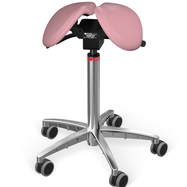 E-shop Sedlová stolička Salli Twin Farba čalúnenia: Syntetická koža - ružová #9573, Výška postavy: Stredná (M) - do 170 cm, Konštrukcia: chrómová + štandard…