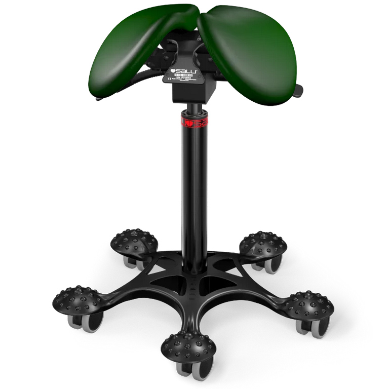E-shop Sedlová stolička Salli MultiAdjuster Farba čalúnenia: Koža - borovicová zelená #98015, Výška postavy: Nízka (S) - do 150 cm, Konštrukcia: čierna + ma…