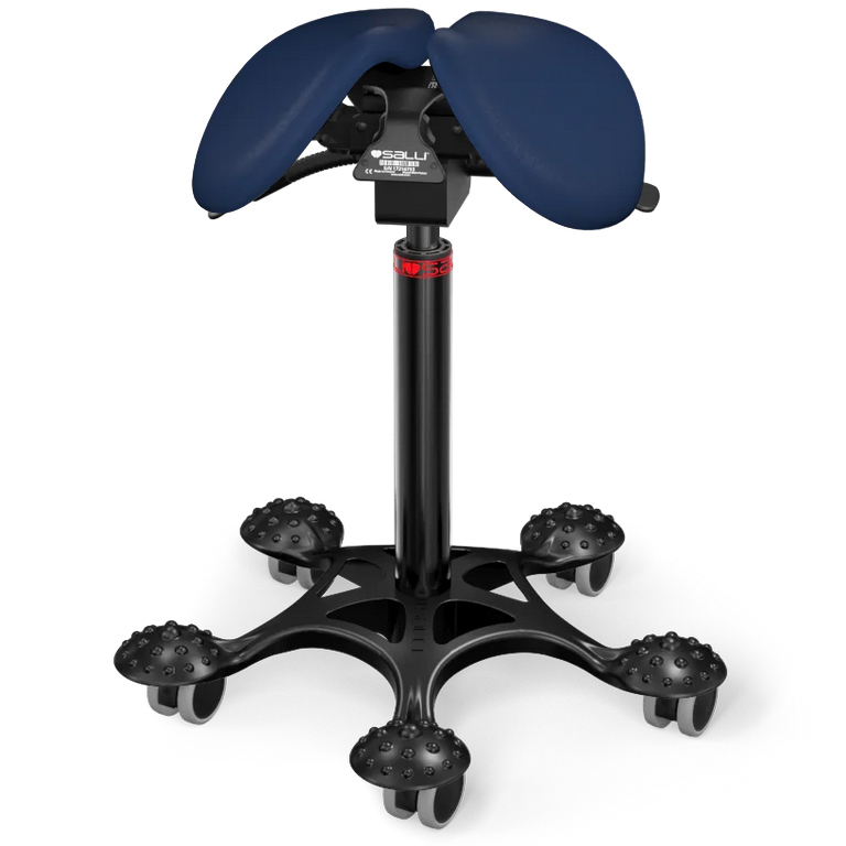 Sedlová stolička Salli MultiAdjuster Farba čalúnenia: Syntetická koža - dymová modrá #7606, Výška postavy: Nízka (S) - do 150 cm, Konštrukcia: čierna…