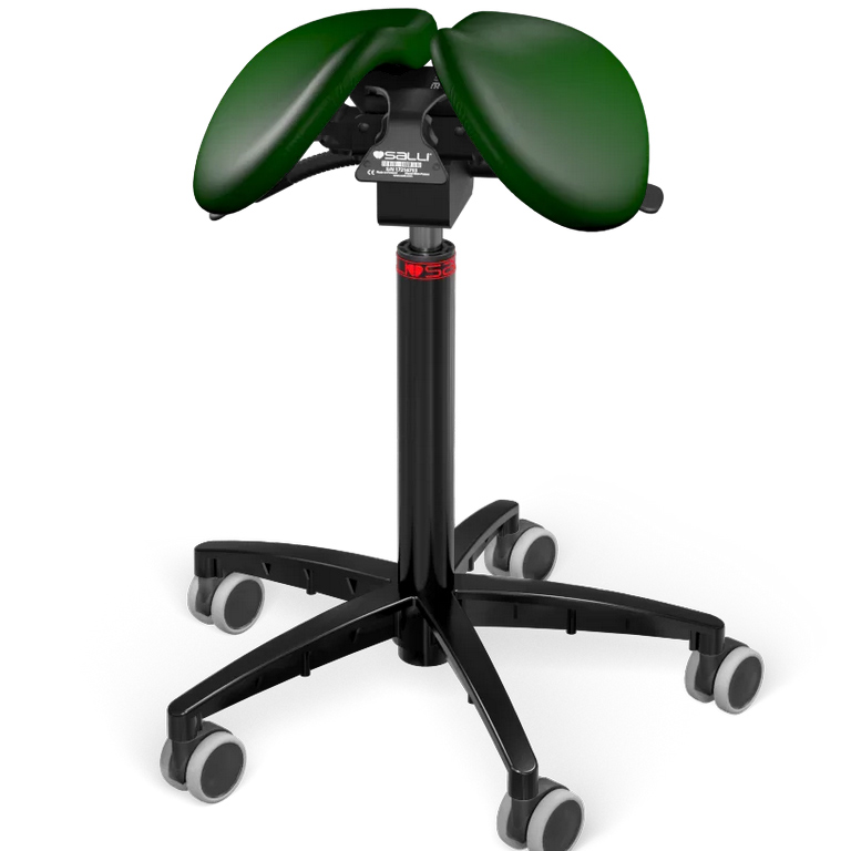 E-shop Sedlová stolička Salli MultiAdjuster Farba čalúnenia: Koža - borovicová zelená #98015, Výška postavy: Nízka (S) - do 150 cm, Konštrukcia: čierna + št…