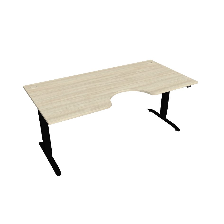 E-shop Elektricky výškovo nastaviteľný stôl Hobis Motion Ergo - 2 segmentový, štandardný ovládač Šírka: 180 cm, Farba dosky: agát, Farba kovu: čierna RAL 90…