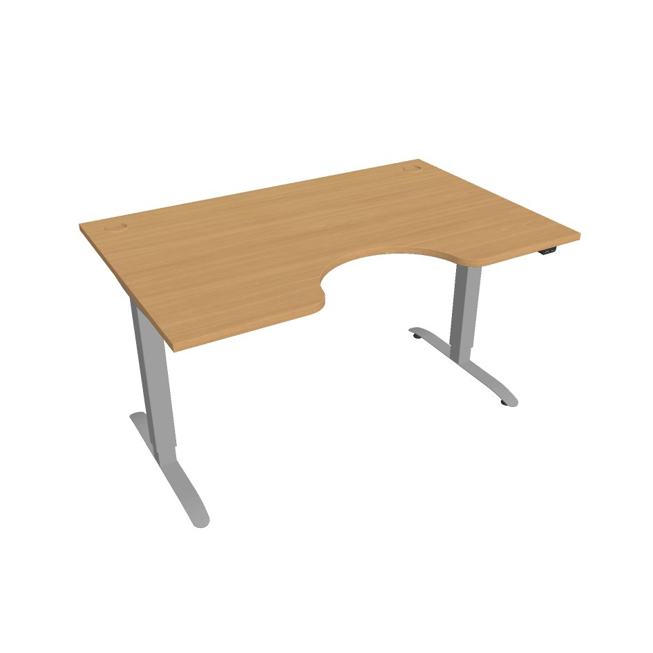 Elektricky výškovo nastaviteľný stôl Hobis Motion Ergo - 2 segmentový, štandardný ovládač Šírka: 140 cm, Farba dosky: buk, Farba kovu: sivá RAL 9006