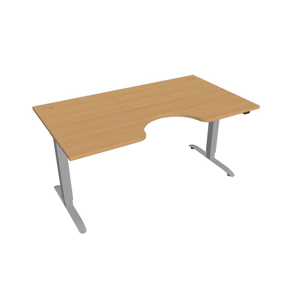 E-shop Elektricky výškovo nastaviteľný stôl Hobis Motion Ergo - 2 segmentový, štandardný ovládač Šírka: 160 cm, Farba dosky: buk, Farba kovu: sivá RAL 9006