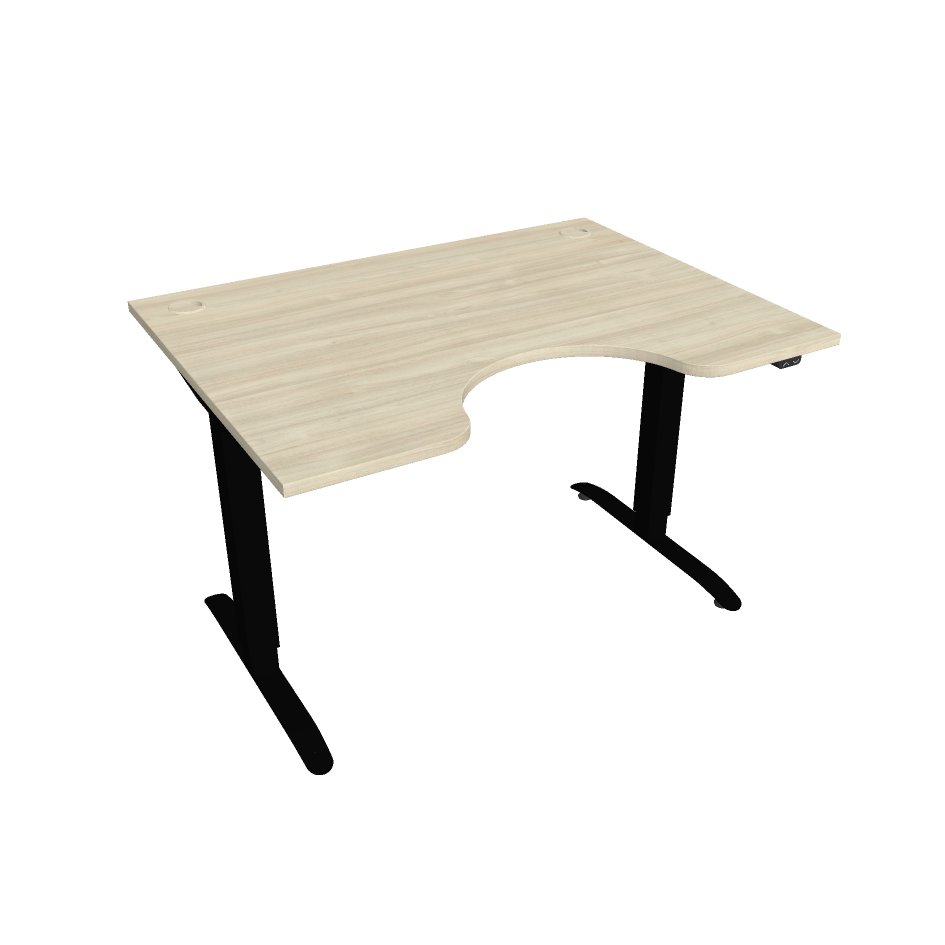 E-shop Elektricky výškovo nastaviteľný stôl Hobis Motion Ergo - 2 segmentový, štandardný ovládač Šírka: 120 cm, Farba dosky: agát, Farba kovu: čierna RAL 90…