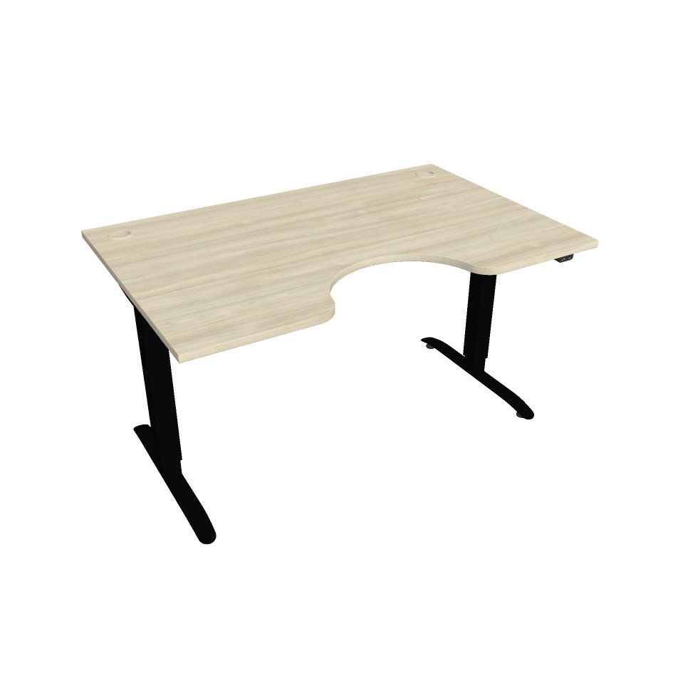E-shop Elektricky výškovo nastaviteľný stôl Hobis Motion Ergo - 2 segmentový, štandardný ovládač Šírka: 140 cm, Farba dosky: agát, Farba kovu: čierna RAL 90…