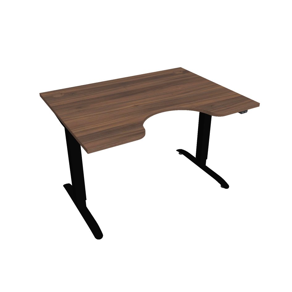 E-shop Elektricky výškovo nastaviteľný stôl Hobis Motion Ergo - 2 segmentový, štandardný ovládač Šírka: 120 cm, Farba dosky: orech, Farba kovu: čierna RAL 9…