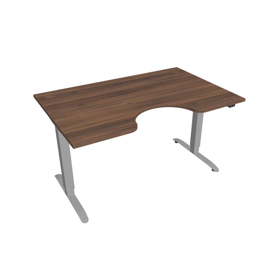 E-shop Elektricky výškovo nastaviteľný stôl Hobis Motion Ergo - 2 segmentový, štandardný ovládač Šírka: 140 cm, Farba dosky: orech, Farba kovu: sivá RAL 9006