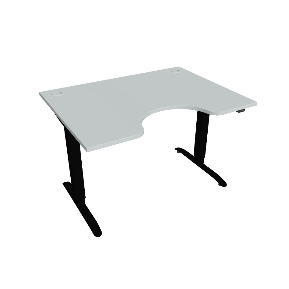 Elektricky výškovo nastaviteľný stôl Hobis Motion Ergo - 2 segmentový, štandardný ovládač Šírka: 120 cm, Farba dosky: sivá, Farba kovu: čierna RAL 90…