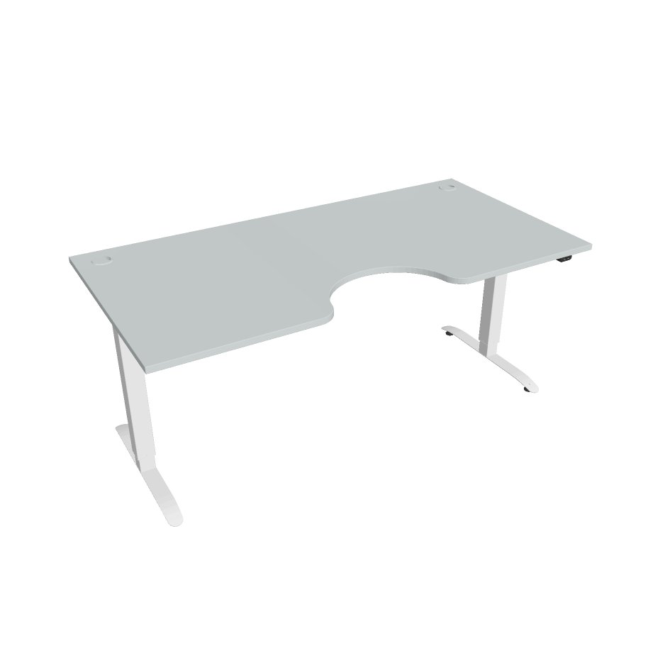 E-shop Elektricky výškovo nastaviteľný stôl Hobis Motion Ergo - 2 segmentový, štandardný ovládač Šírka: 180 cm, Farba dosky: sivá, Farba kovu: biela RAL 9016