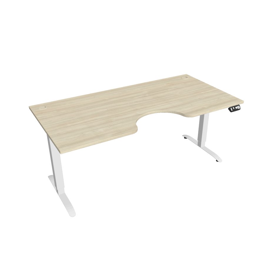 Elektricky výškovo nastavitelný stôl Hobis Motion Ergo - 2M segmentový, pamäťový ovládač Šírka: 180 cm, Farba dosky: agát, Farba kovu: biela RAL 9016