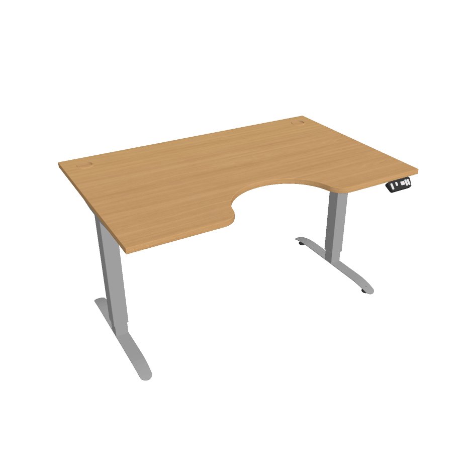 Elektricky výškovo nastavitelný stôl Hobis Motion Ergo - 2M segmentový, pamäťový ovládač Šírka: 140 cm, Farba dosky: buk, Farba kovu: sivá RAL 9006