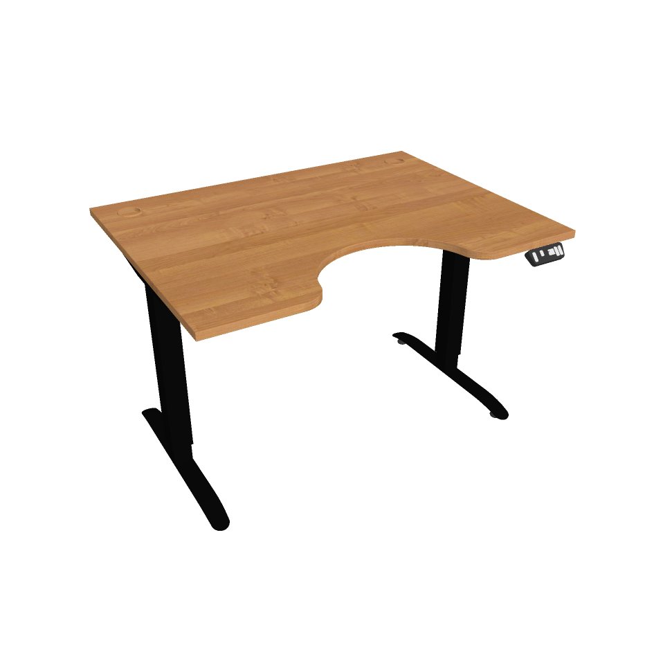 E-shop Elektricky výškovo nastavitelný stôl Hobis Motion Ergo - 2M segmentový, pamäťový ovládač Šírka: 120 cm, Farba dosky: jelša, Farba kovu: čierna RAL 90…
