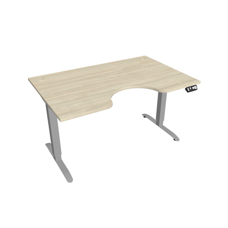 E-shop Elektricky výškovo nastavitelný stôl Hobis Motion Ergo - 2M segmentový, pamäťový ovládač Šírka: 140 cm, Farba dosky: agát, Farba kovu: sivá RAL 9006