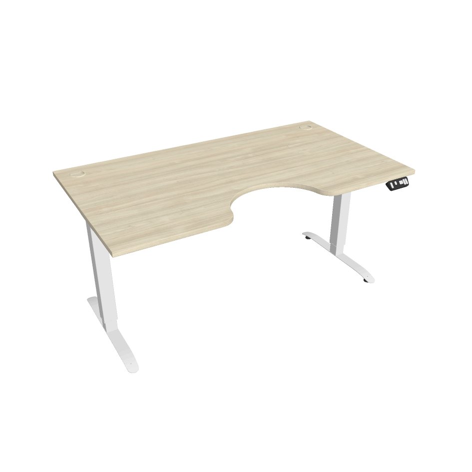 E-shop Elektricky výškovo nastavitelný stôl Hobis Motion Ergo - 2M segmentový, pamäťový ovládač Šírka: 160 cm, Farba dosky: agát, Farba kovu: biela RAL 9016
