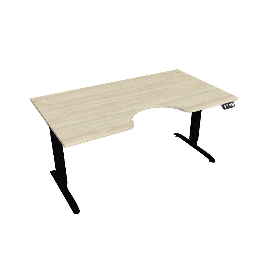 Elektricky výškovo nastavitelný stôl Hobis Motion Ergo - 2M segmentový, pamäťový ovládač Šírka: 160 cm, Farba dosky: agát, Farba kovu: čierna RAL 9005