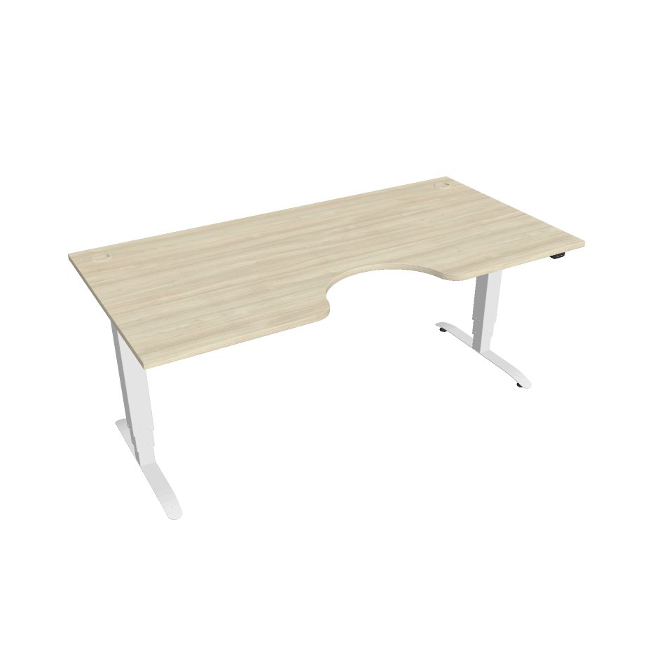 Elektricky výškovo nastaviteľný stôl Hobis Motion Ergo - 3 segmentový, štandardný ovládač Šírka: 180 cm, Farba dosky: agát, Farba kovu: biela RAL 9016
