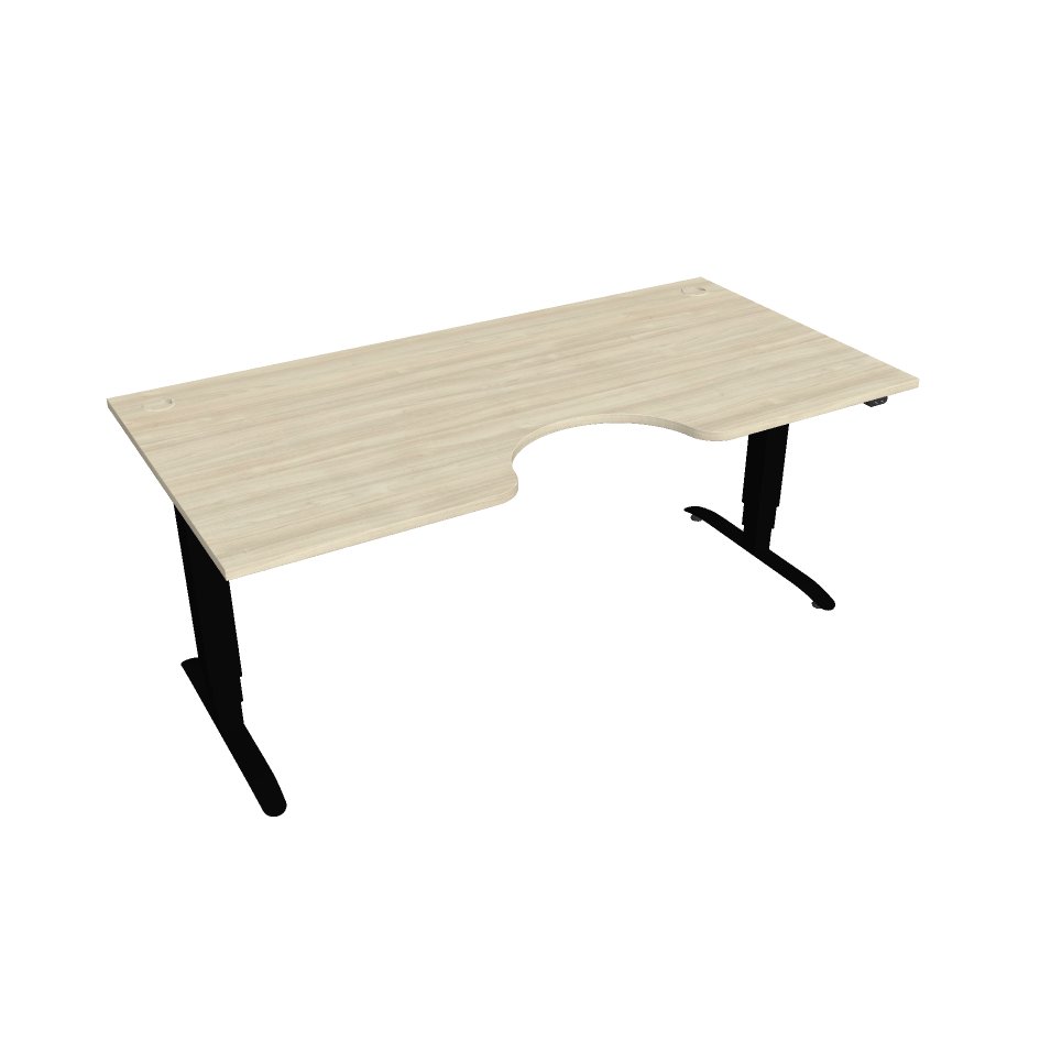 Elektricky výškovo nastaviteľný stôl Hobis Motion Ergo - 3 segmentový, štandardný ovládač Šírka: 180 cm, Farba dosky: agát, Farba kovu: čierna RAL 90…