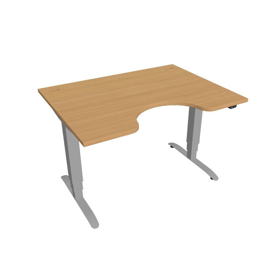 Elektricky výškovo nastaviteľný stôl Hobis Motion Ergo - 3 segmentový, štandardný ovládač Šírka: 120 cm, Farba dosky: buk, Farba kovu: sivá RAL 9006