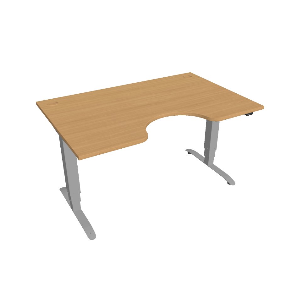 Elektricky výškovo nastaviteľný stôl Hobis Motion Ergo - 3 segmentový, štandardný ovládač Šírka: 140 cm, Farba dosky: buk, Farba kovu: sivá RAL 9006