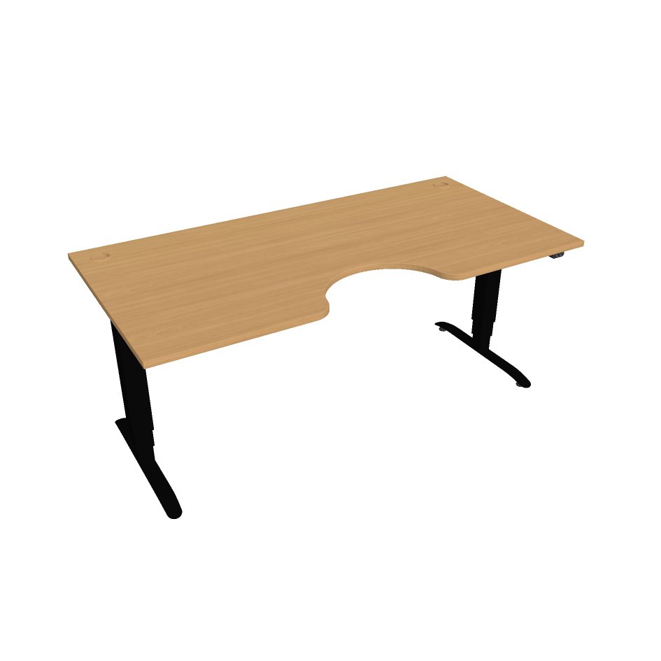 Elektricky výškovo nastaviteľný stôl Hobis Motion Ergo - 3 segmentový, štandardný ovládač Šírka: 180 cm, Farba dosky: buk, Farba kovu: čierna RAL 9005
