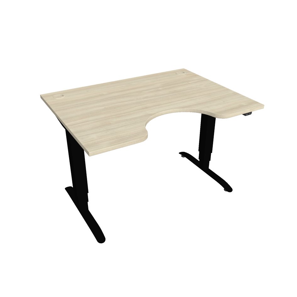 Elektricky výškovo nastaviteľný stôl Hobis Motion Ergo - 3 segmentový, štandardný ovládač Šírka: 120 cm, Farba dosky: agát, Farba kovu: čierna RAL 90…