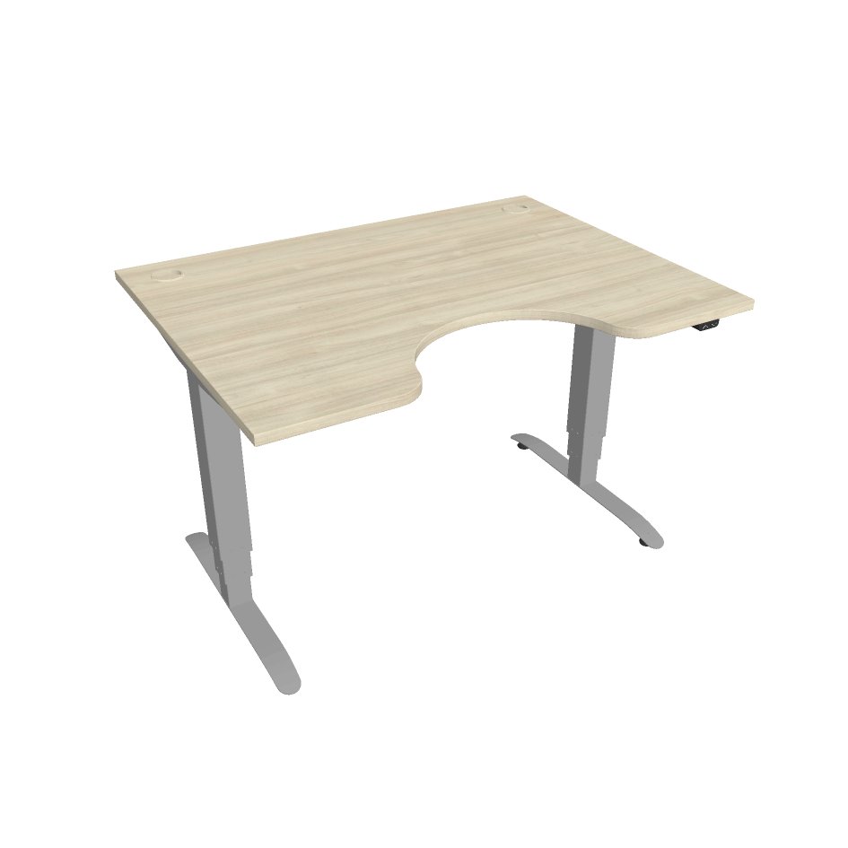 Elektricky výškovo nastaviteľný stôl Hobis Motion Ergo - 3 segmentový, štandardný ovládač Šírka: 120 cm, Farba dosky: agát, Farba kovu: sivá RAL 9006