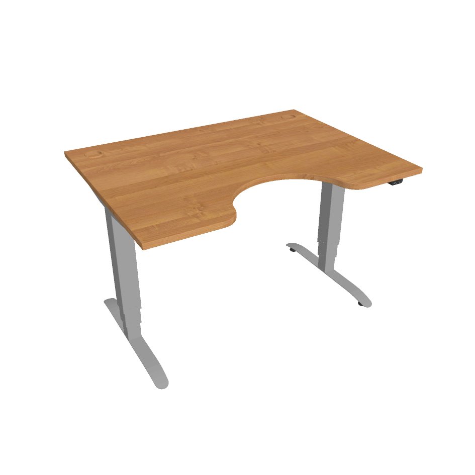 E-shop Elektricky výškovo nastaviteľný stôl Hobis Motion Ergo - 3 segmentový, štandardný ovládač Šírka: 120 cm, Farba dosky: jelša, Farba kovu: sivá RAL 9006