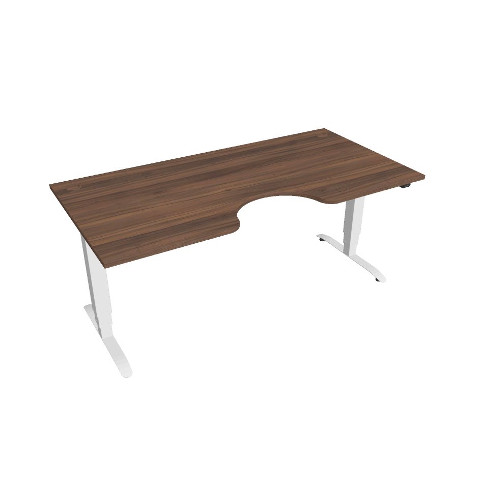 E-shop Elektricky výškovo nastaviteľný stôl Hobis Motion Ergo - 3 segmentový, štandardný ovládač Šírka: 180 cm, Farba dosky: orech, Farba kovu: biela RAL 90…