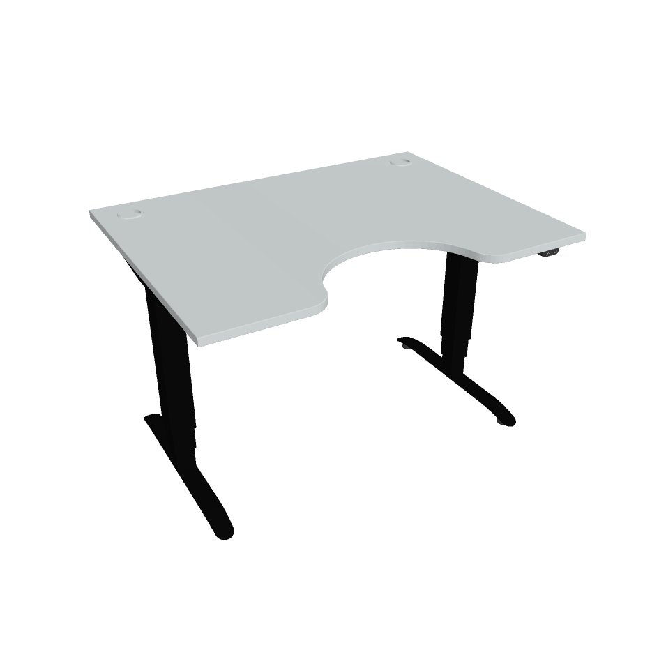 Elektricky výškovo nastaviteľný stôl Hobis Motion Ergo - 3 segmentový, štandardný ovládač Šírka: 120 cm, Farba dosky: sivá, Farba kovu: čierna RAL 90…