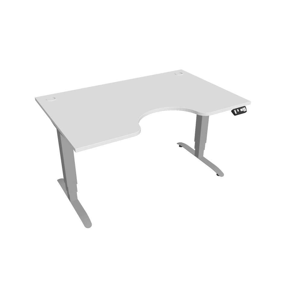 E-shop Elektricky výškovo nastaviteľný stôl Hobis Motion Ergo - 3M segmentový, pamäťový ovládač Šírka: 140 cm, Farba dosky: biela, Farba kovu: sivá RAL 9006
