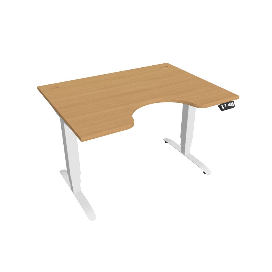 E-shop Elektricky výškovo nastaviteľný stôl Hobis Motion Ergo - 3M segmentový, pamäťový ovládač Šírka: 120 cm, Farba dosky: buk, Farba kovu: biela RAL 9016