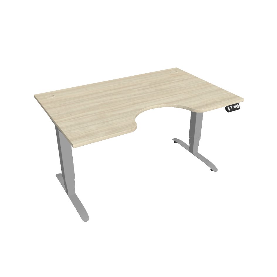 E-shop Elektricky výškovo nastaviteľný stôl Hobis Motion Ergo - 3M segmentový, pamäťový ovládač Šírka: 140 cm, Farba dosky: agát, Farba kovu: sivá RAL 9006