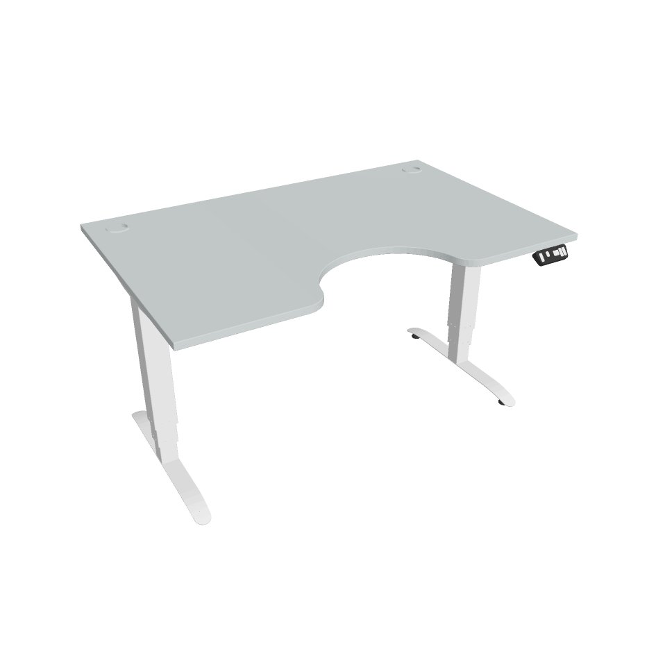 E-shop Elektricky výškovo nastaviteľný stôl Hobis Motion Ergo - 3M segmentový, pamäťový ovládač Šírka: 140 cm, Farba dosky: sivá, Farba kovu: biela RAL 9016