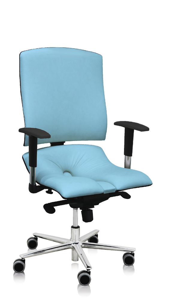 E-shop ASANA Seating Ergonomická kancelárska stolička Asana Steel Standard Farba čalúnenia: Eko koža Svetlo Modrá 574, Opierky rúk: bez opierok