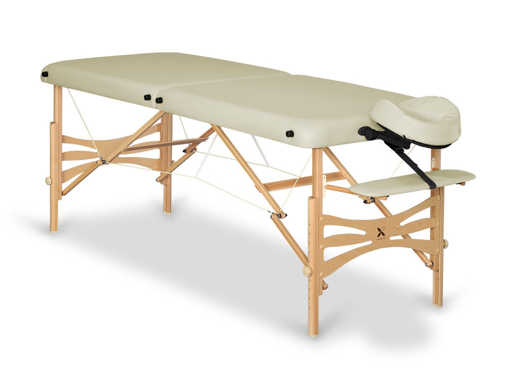 Skladací masážny stôl HABYS® Panda Farba: krémová (#20) - Vinyl Flex, Veľkosť a farba rámu: 180 x 70 cm - buk svetlý