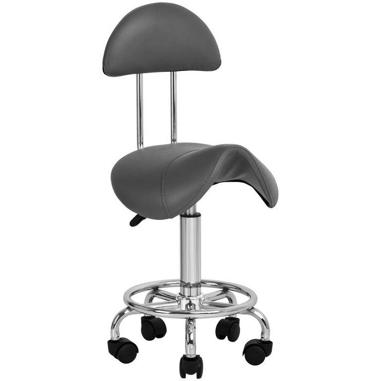 E-shop Sedlová kozmetická stolička s operadlom BeautyOne Farba: šedá