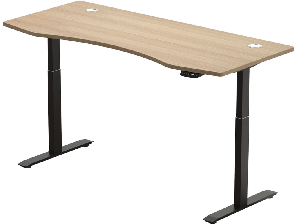 E-shop Elektricky výškovo nastaviteľný stôl Hi5 - 2 segmentový, pamäťový ovládač - čierna konštrukcia, dub doska