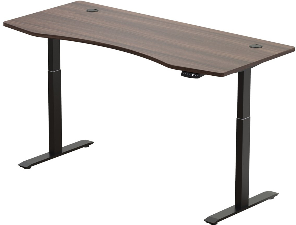 E-shop Elektricky výškovo nastaviteľný stôl Hi5 - 2 segmentový, pamäťový ovládač - čierna konštrukcia, orech doska