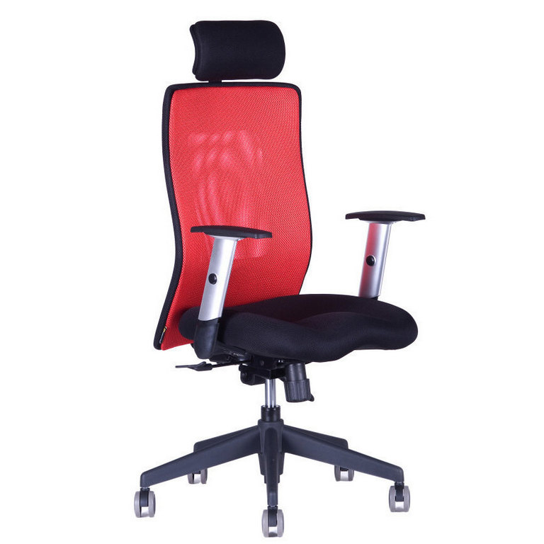 E-shop Ergonomická kancelárska stolička OfficePro Calypso XL Farba: červená, Opierka hlavy: s opierkou