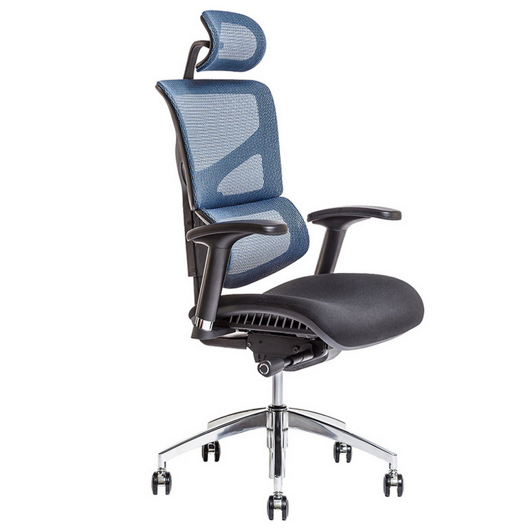 E-shop Ergonomická kancelárska stolička OfficePro Merope Farba: modrá, Opierka hlavy: s opierkou