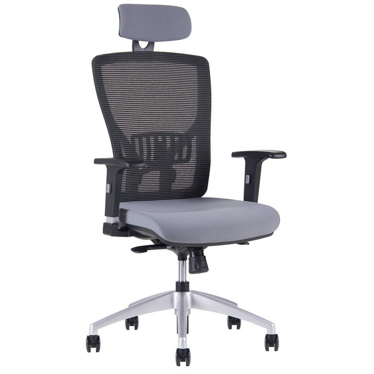 Ergonomická kancelárska stolička OfficePro Halia Mesh Farba: sivá, Opierka hlavy: s opierkou