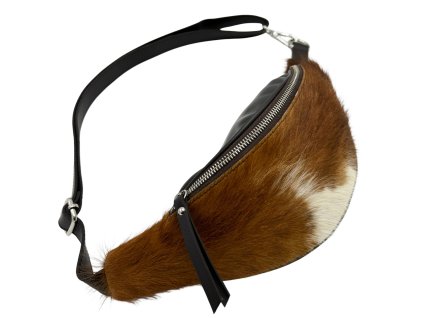 Kožená ledvinka SARA hnědá + chlup