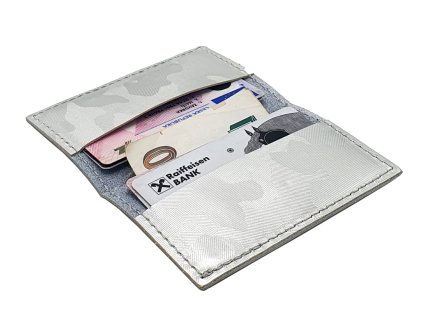 Kožené pouzdro a mincovník stříbrné maskáč