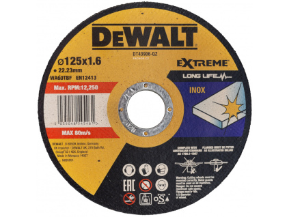DeWalt DT43906 řezný kotouč tloušťky 1,6mm na kov, 125mm