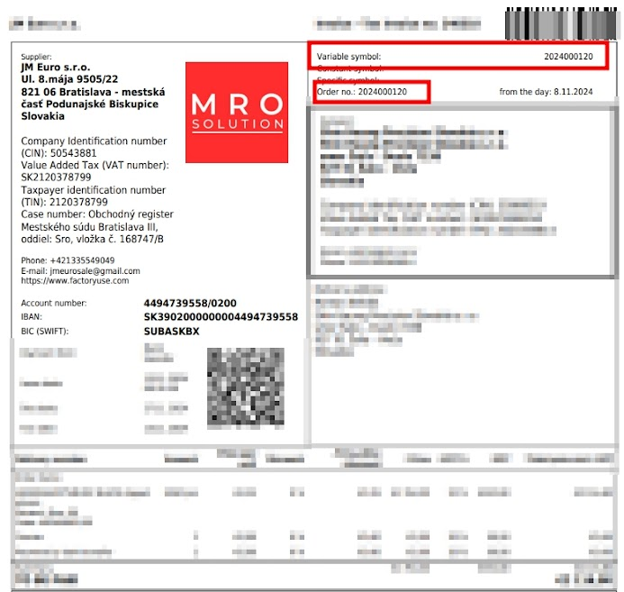 Fontos információ a rendelés fizetéséhez