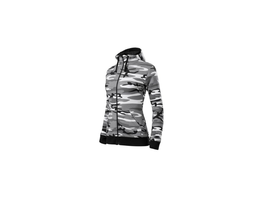 Camo Zipper Sweatshirt women’s camouflage (Color gray, Size 2XL)